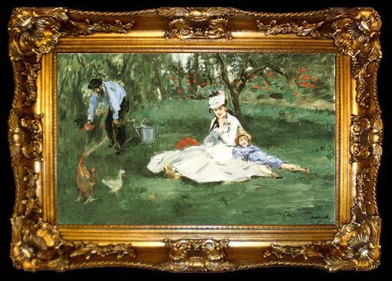 framed  Edouard Manet The Monet Family in the Garden, ta009-2